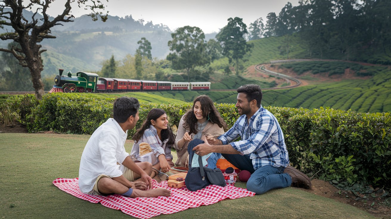 a heartwarming photo of a family of four in Ooty