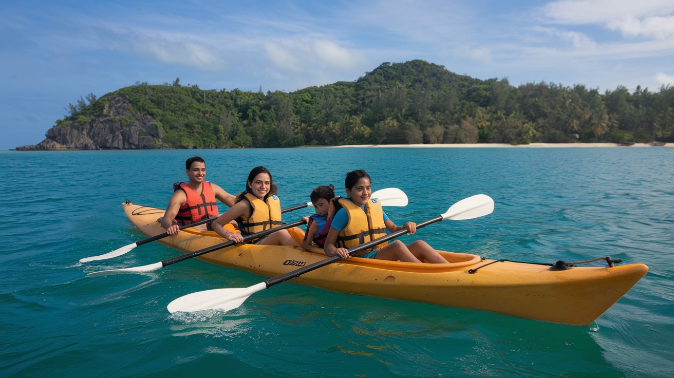 a photo of a family enjoying a kayaking Andaman