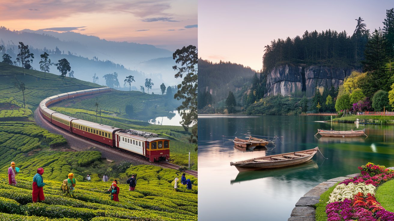 a split panorama image of ooty and kodai